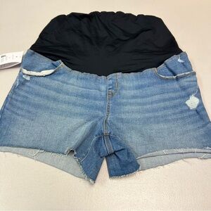 Isabel Maternity Super Stretch Blue Denim Midi Short Size 16